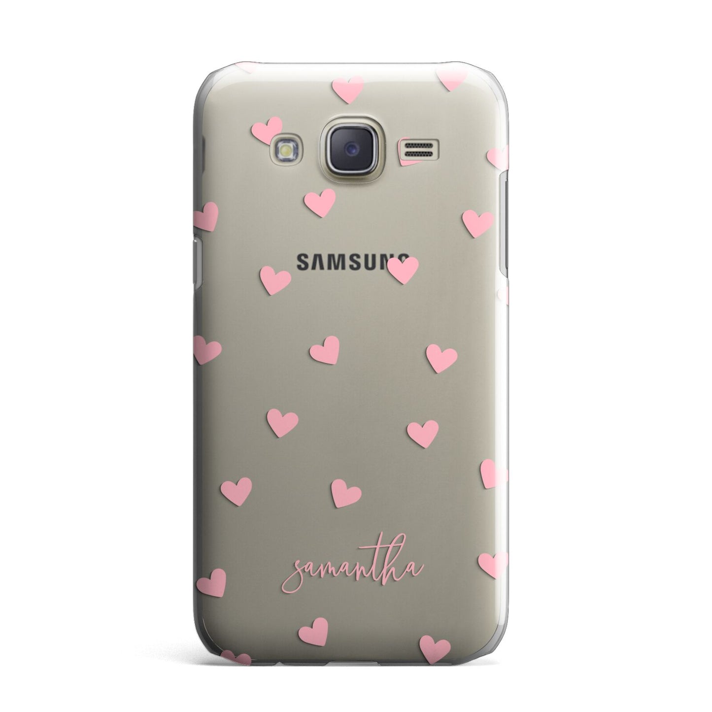 Pink Hearts with Custom Name Samsung Galaxy J7 Case