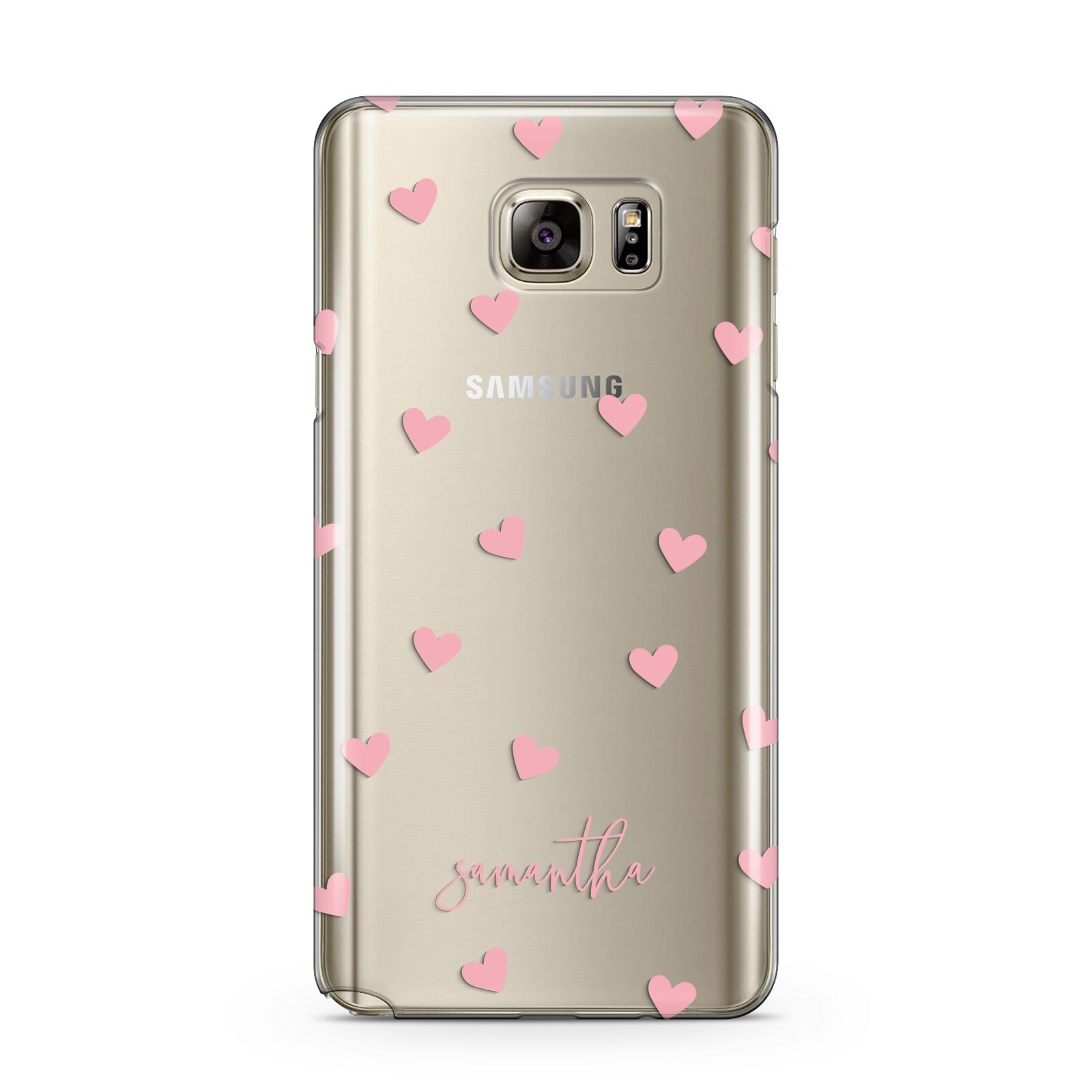 Pink Hearts with Custom Name Samsung Galaxy Note 5 Case