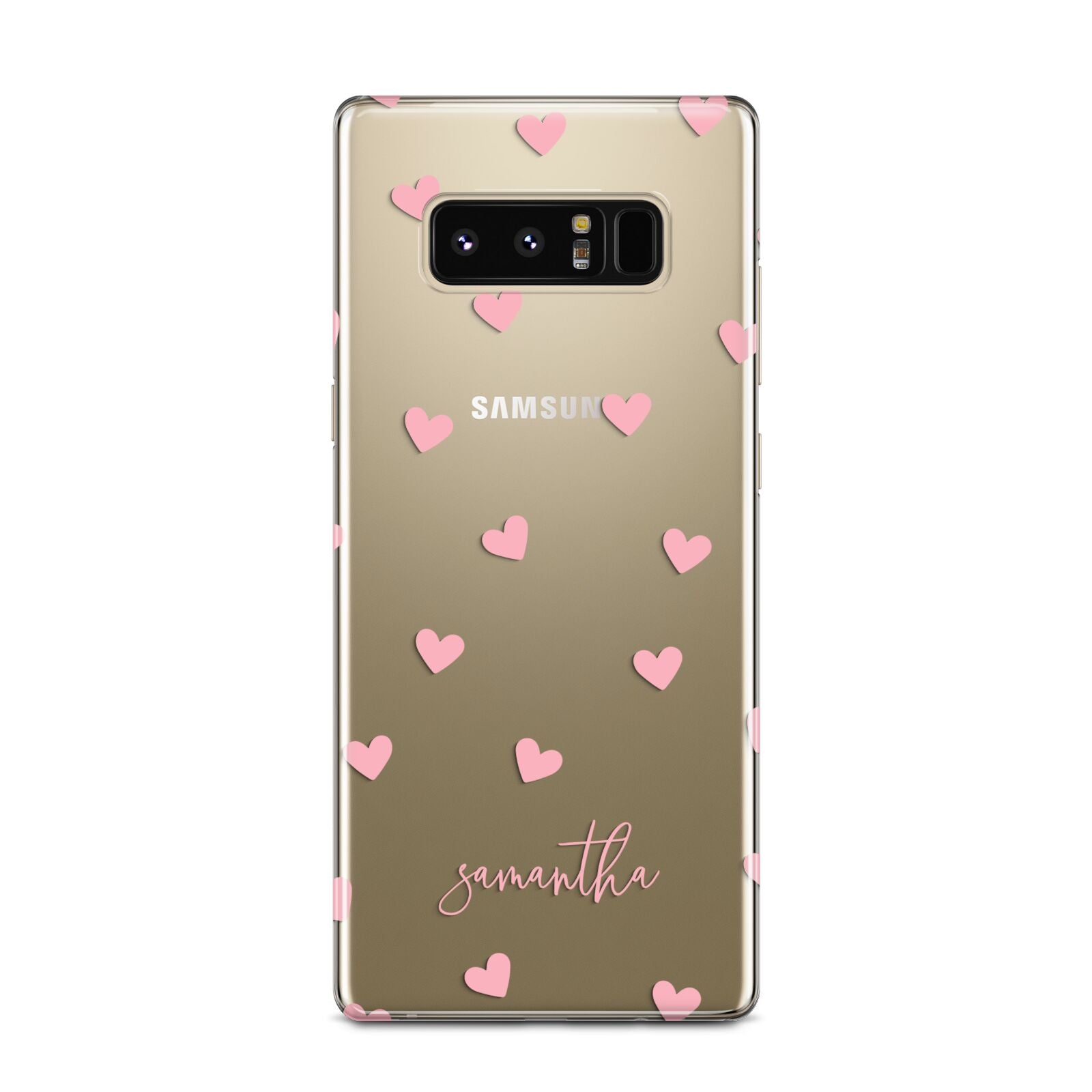 Pink Hearts with Custom Name Samsung Galaxy Note 8 Case