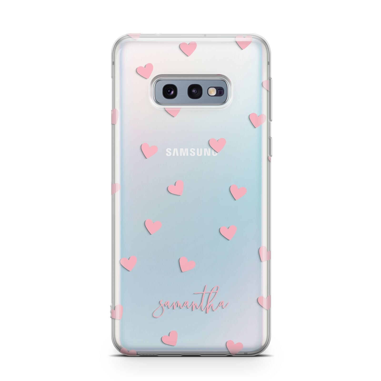 Pink Hearts with Custom Name Samsung Galaxy S10E Case