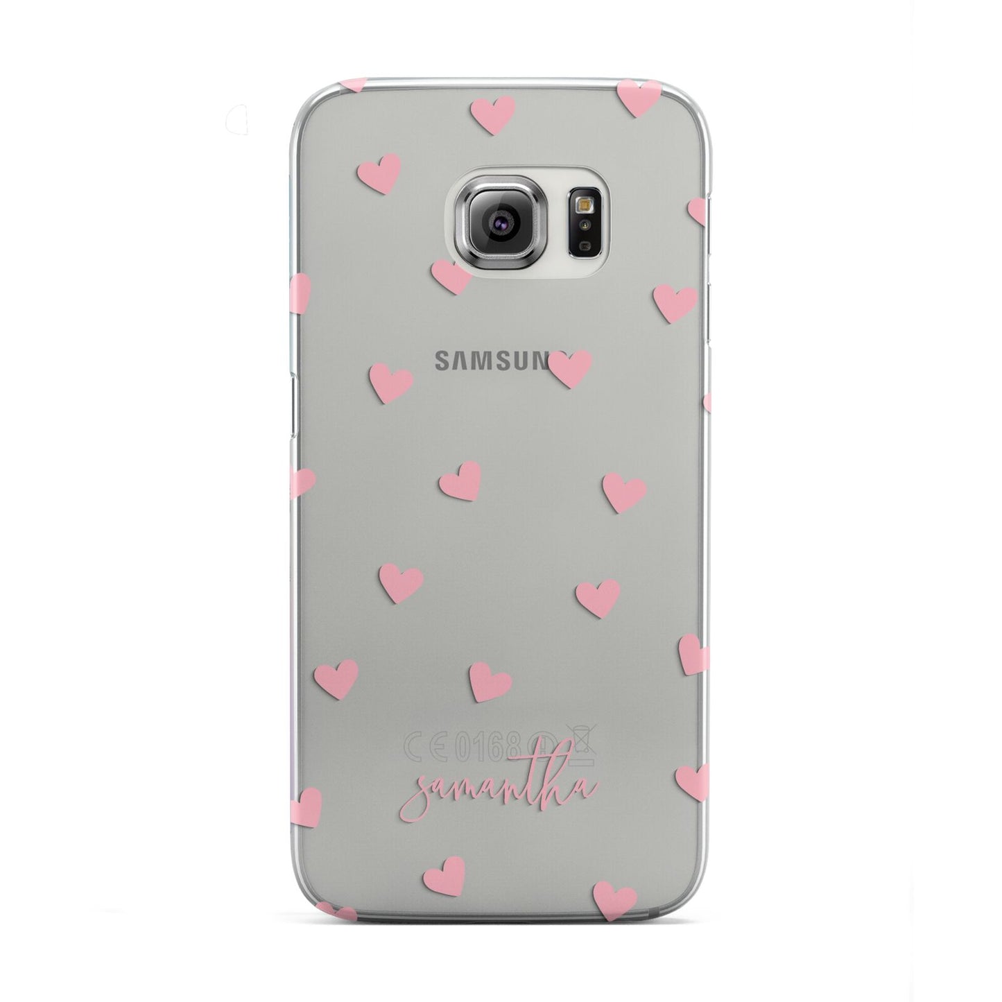 Pink Hearts with Custom Name Samsung Galaxy S6 Edge Case