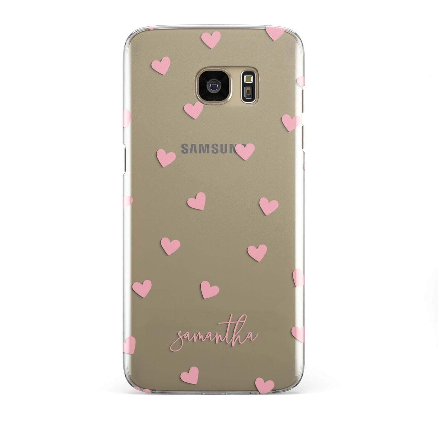 Pink Hearts with Custom Name Samsung Galaxy S7 Edge Case