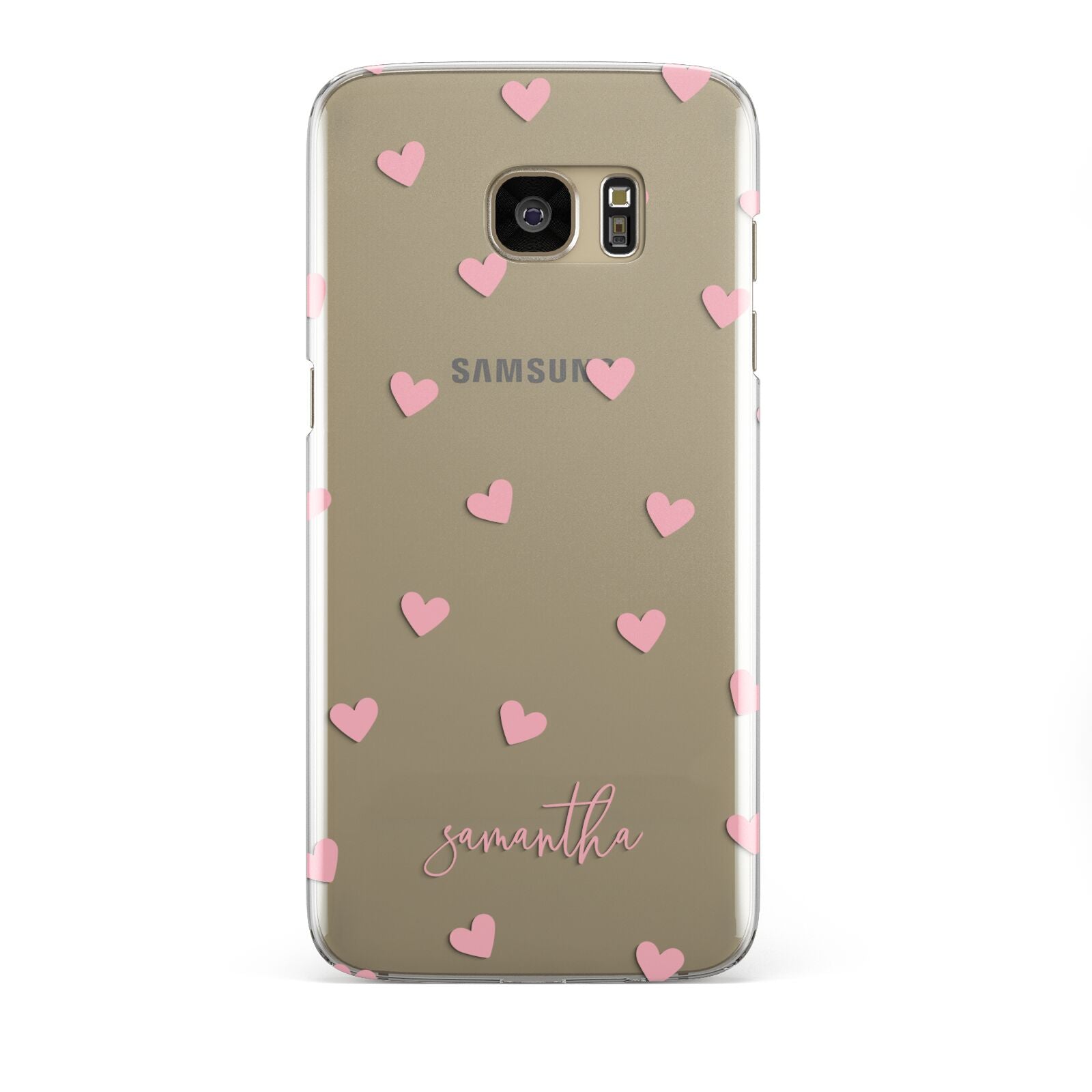 Pink Hearts with Custom Name Samsung Galaxy S7 Edge Case