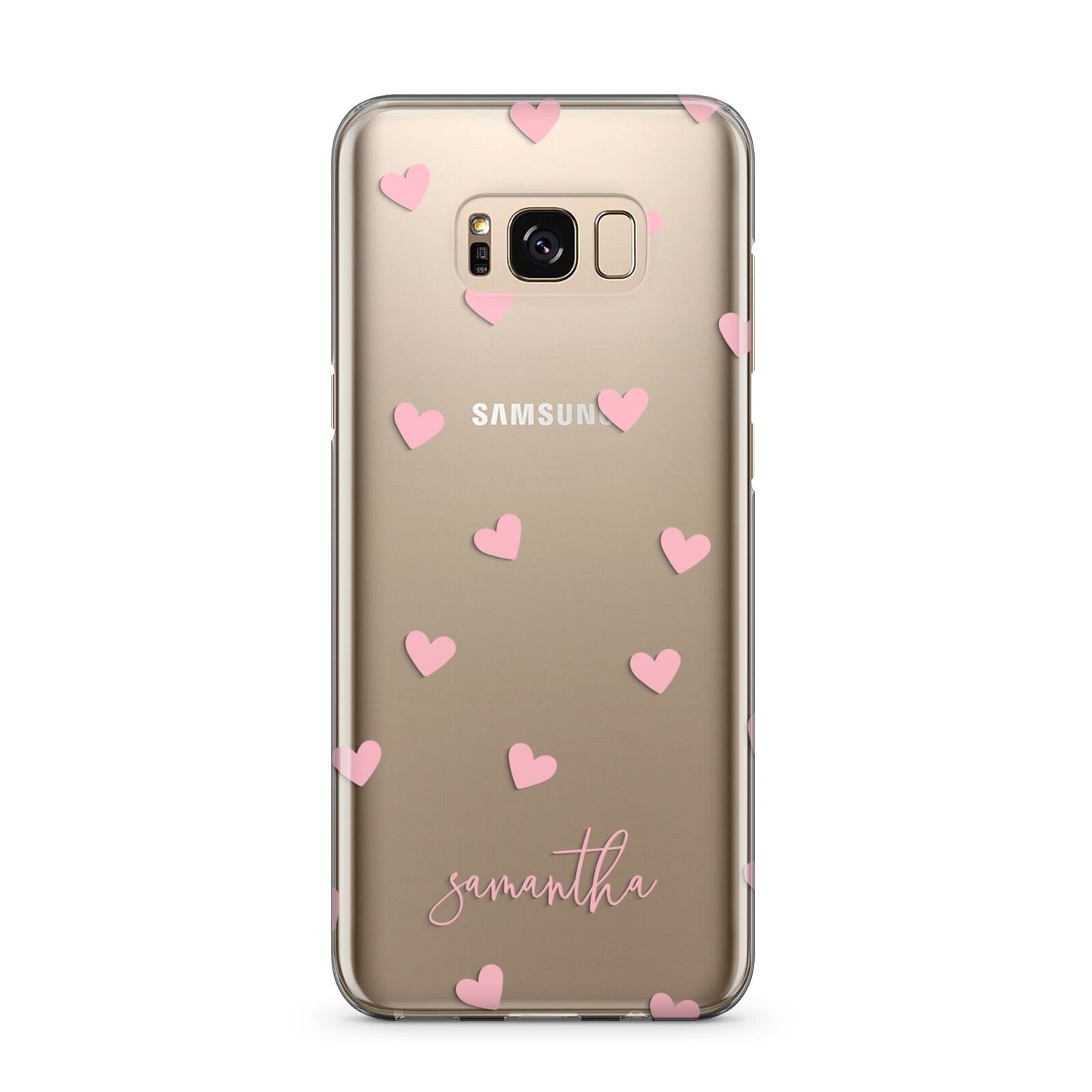 Pink Hearts with Custom Name Samsung Galaxy S8 Plus Case