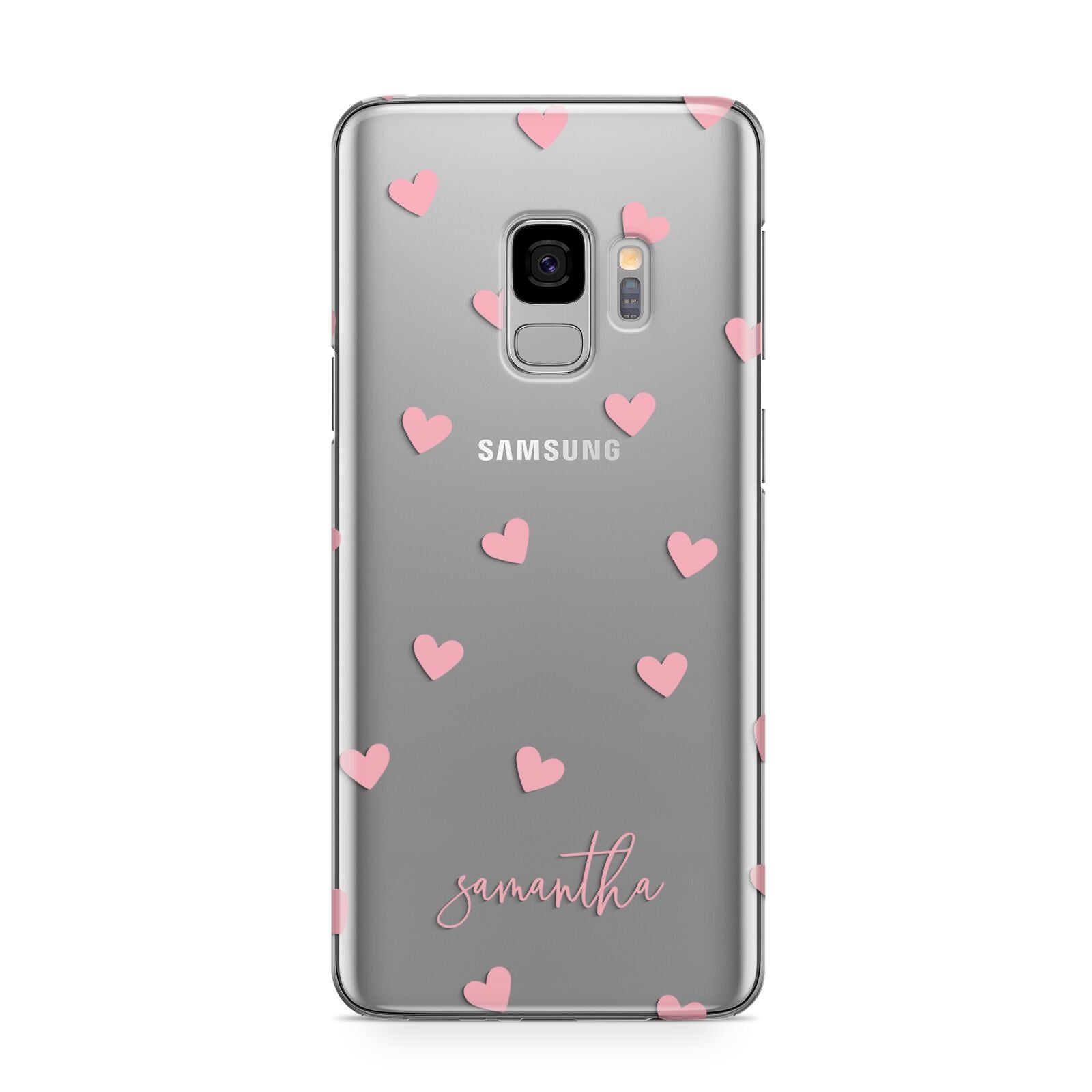 Pink Hearts with Custom Name Samsung Galaxy S9 Case