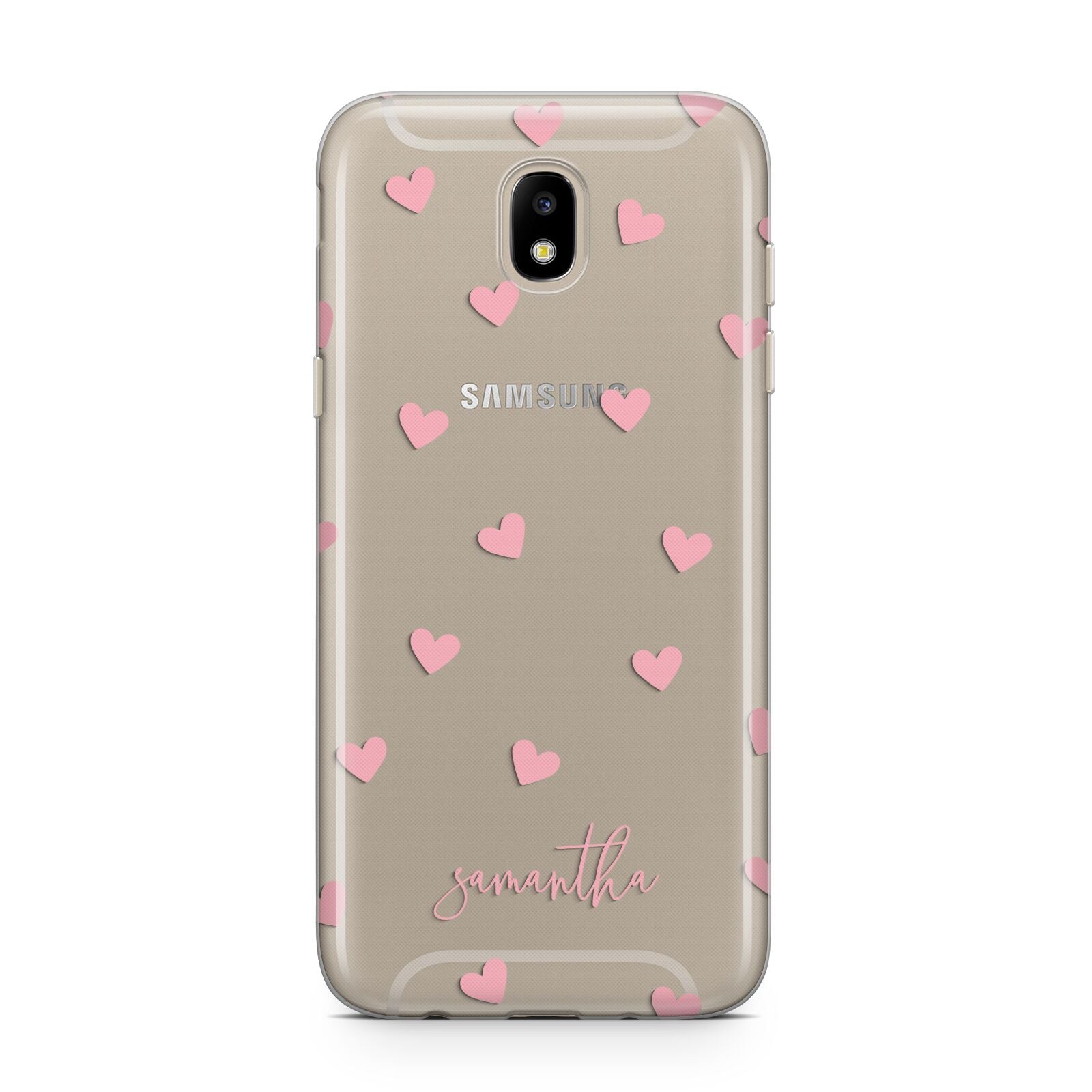 Pink Hearts with Custom Name Samsung J5 2017 Case