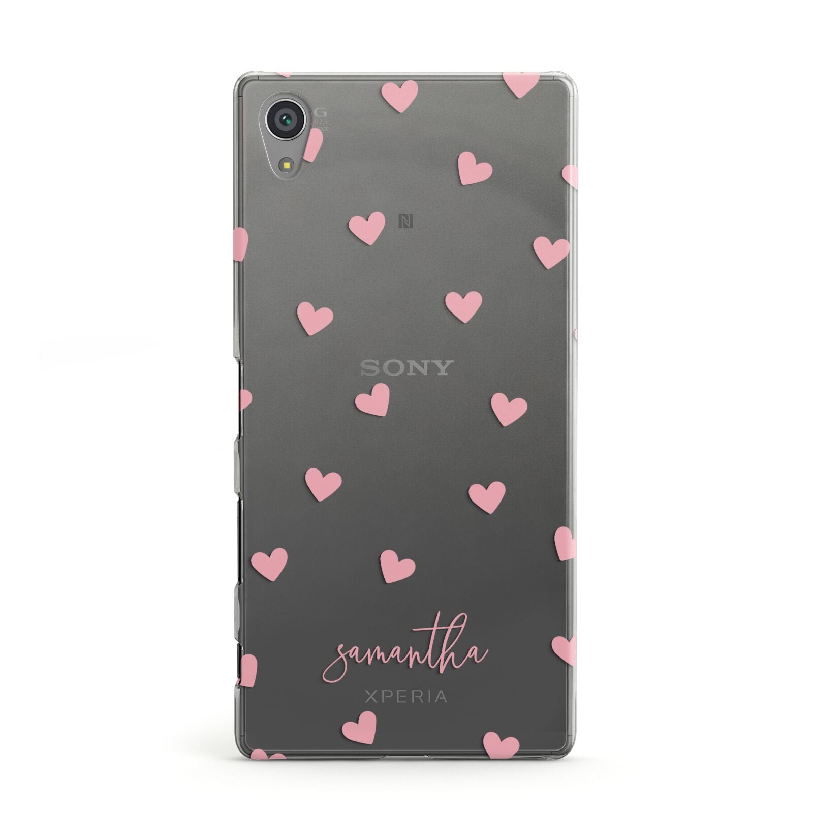 Pink Hearts with Custom Name Sony Xperia Case