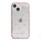 Pink Hearts with Custom Name iPhone 13 Mini TPU Impact Case with Pink Edges