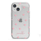 Pink Hearts with Custom Name iPhone 13 Mini TPU Impact Case with White Edges