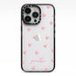 Pink Hearts with Custom Name iPhone 13 Pro Black Impact Case on Silver phone