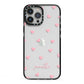 Pink Hearts with Custom Name iPhone 13 Pro Max Black Impact Case on Silver phone