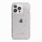 Pink Hearts with Custom Name iPhone 13 Pro TPU Impact Case with White Edges