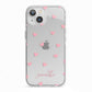 Pink Hearts with Custom Name iPhone 13 TPU Impact Case with White Edges