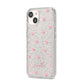 Pink Hearts with Custom Name iPhone 14 Glitter Tough Case Starlight Angled Image