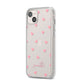 Pink Hearts with Custom Name iPhone 14 Plus Clear Tough Case Starlight Angled Image