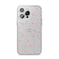 Pink Hearts with Custom Name iPhone 14 Pro Max Glitter Tough Case Silver