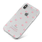 Pink Hearts with Custom Name iPhone X Bumper Case on Silver iPhone