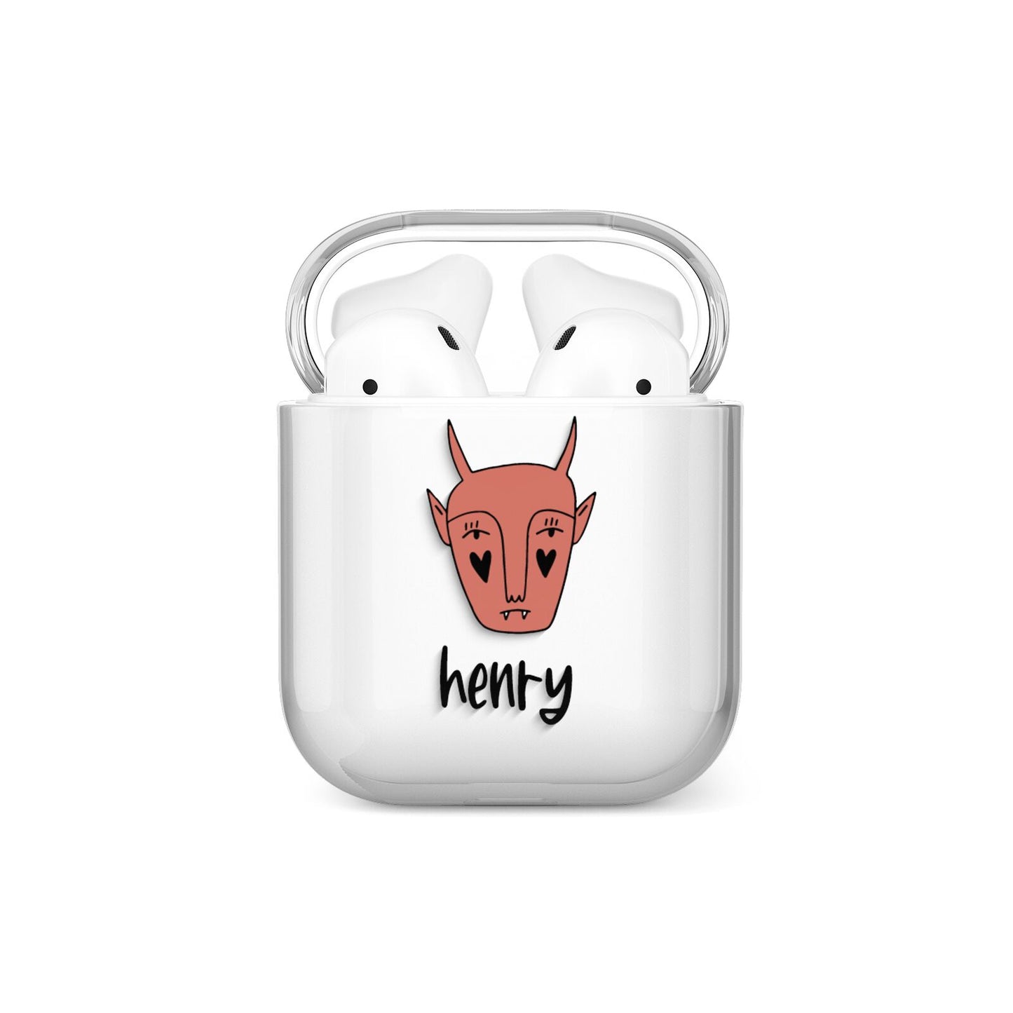 Pink Horned Halloween Personalised AirPods Case