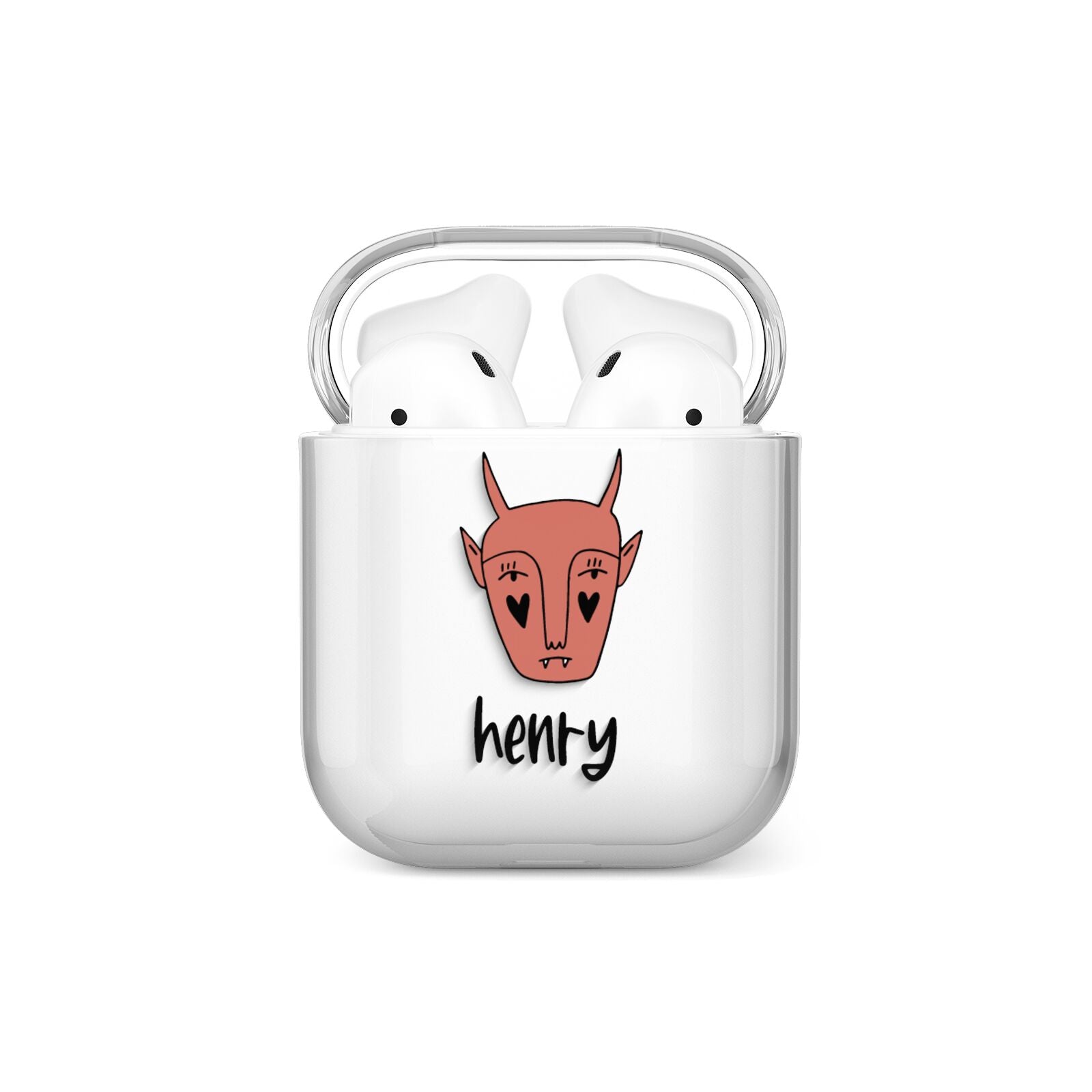 Pink Horned Halloween Personalised AirPods Case