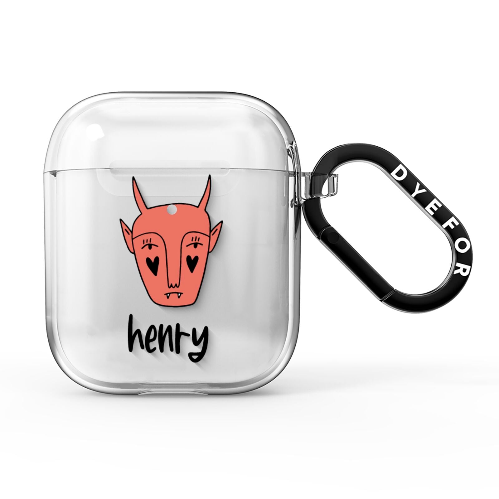 Pink Horned Halloween Personalised AirPods Clear Case