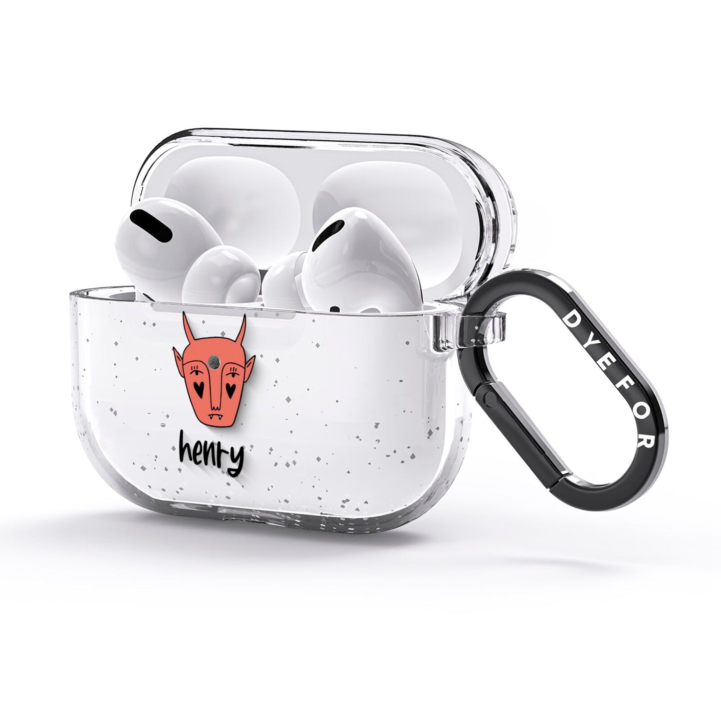 Pink Horned Halloween Personalised AirPods Glitter Case 3rd Gen Side Image