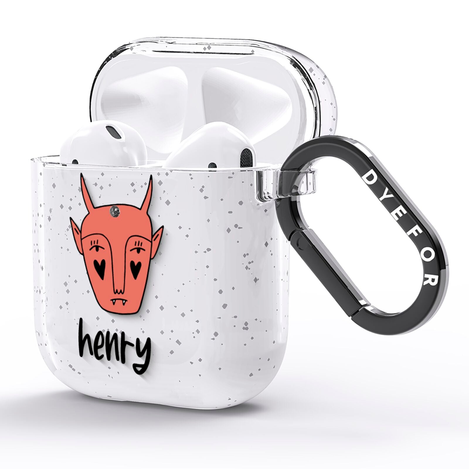 Pink Horned Halloween Personalised AirPods Glitter Case Side Image