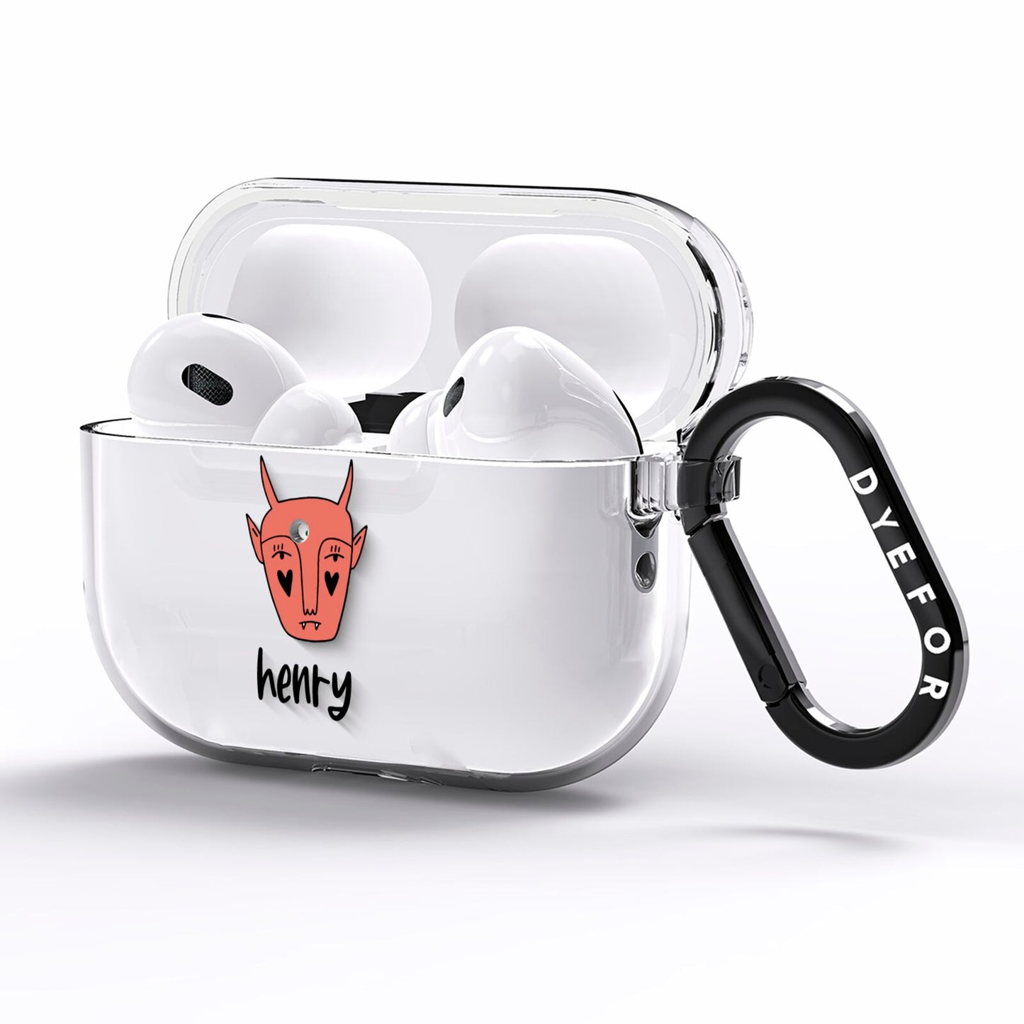 Pink Horned Halloween Personalised AirPods Pro Clear Case Side Image