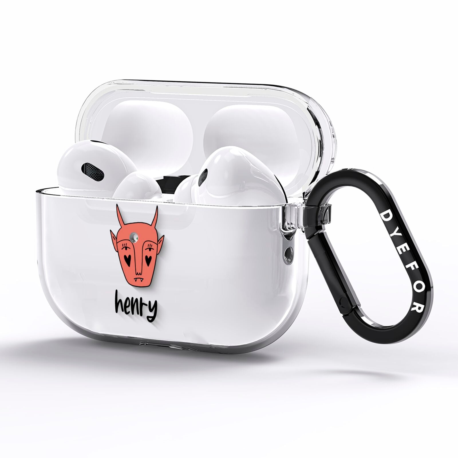 Pink Horned Halloween Personalised AirPods Pro Clear Case Side Image