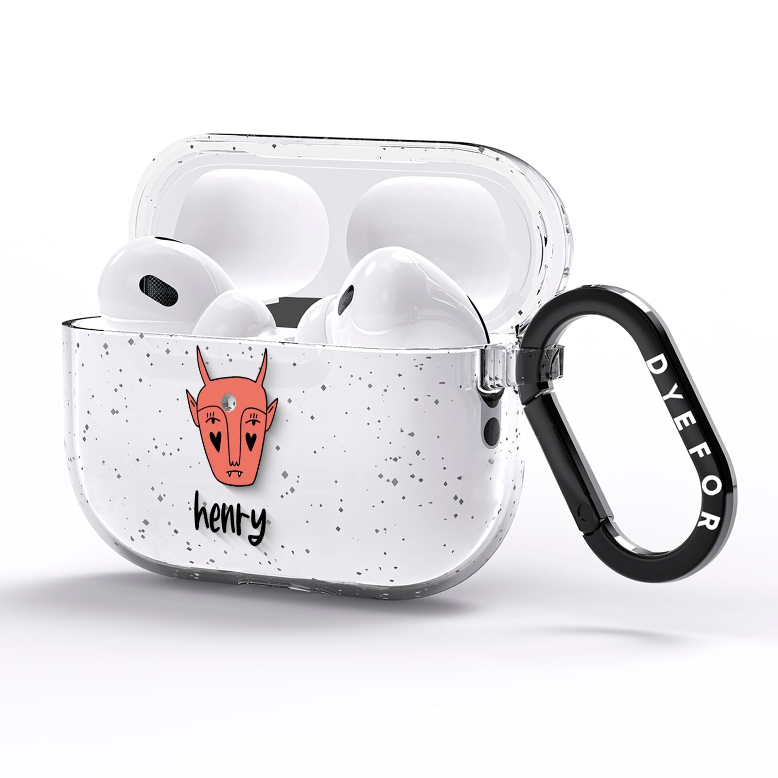 Pink Horned Halloween Personalised AirPods Pro Glitter Case Side Image