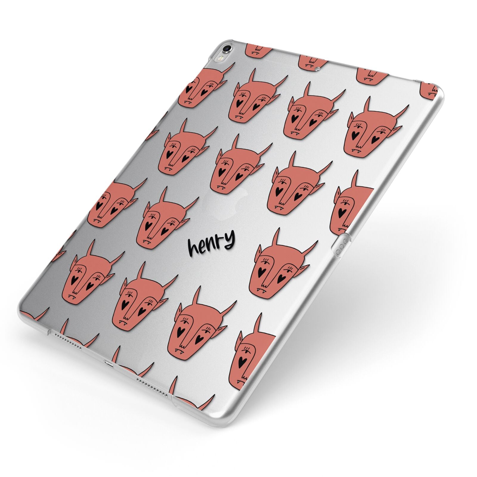 Pink Horned Halloween Personalised Apple iPad Case on Silver iPad Side View