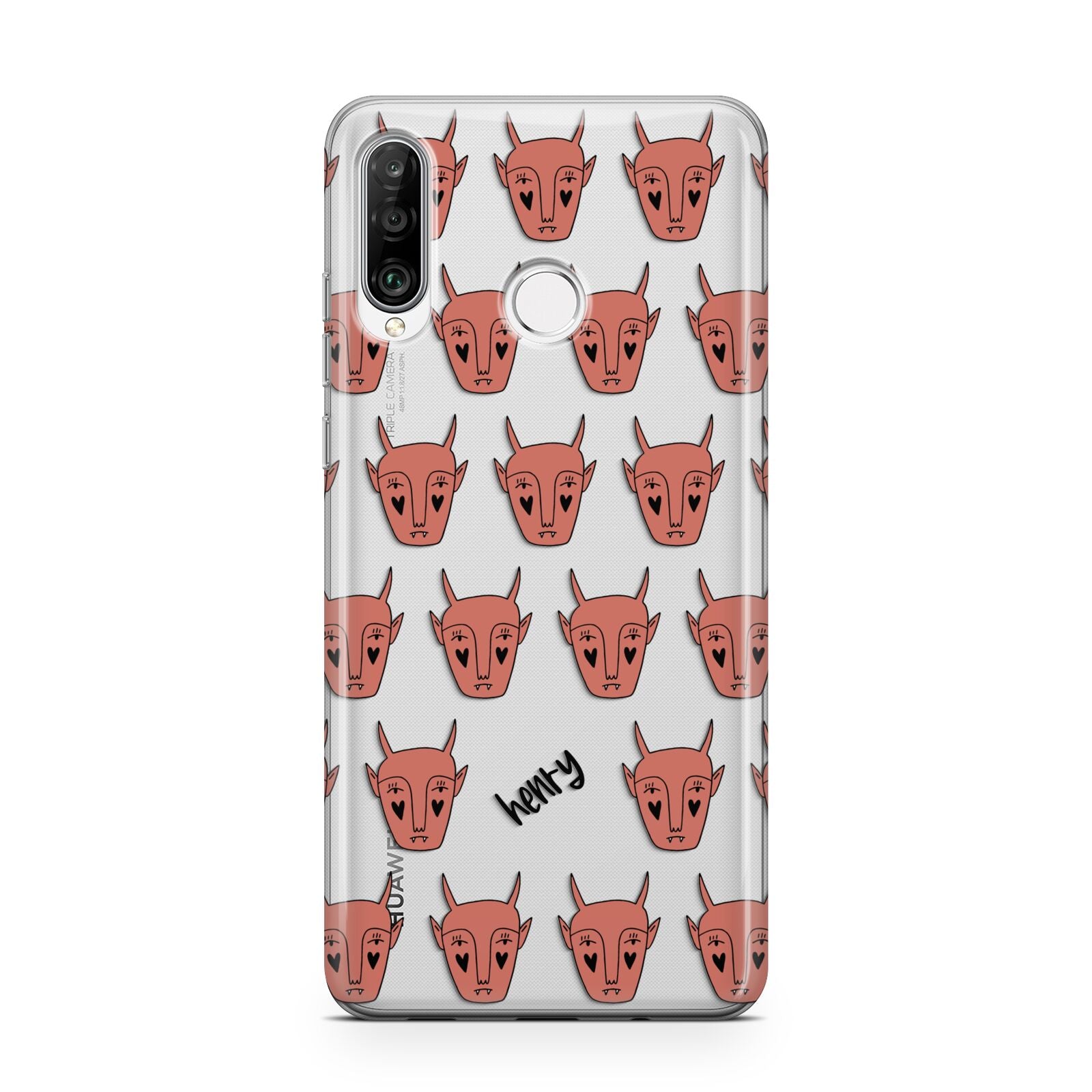 Pink Horned Halloween Personalised Huawei P30 Lite Phone Case