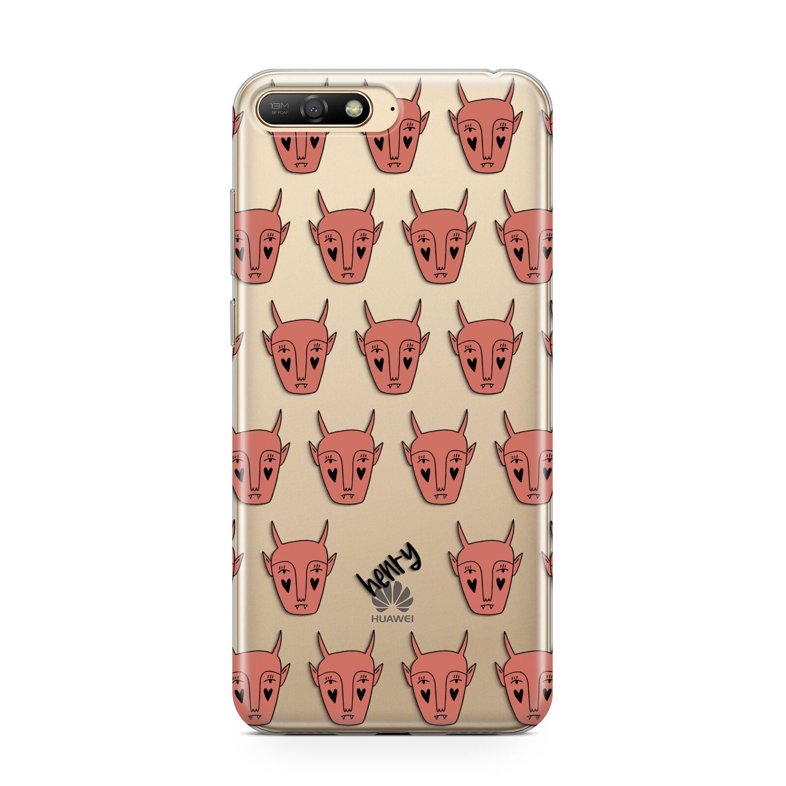 Pink Horned Halloween Personalised Huawei Y6 2018