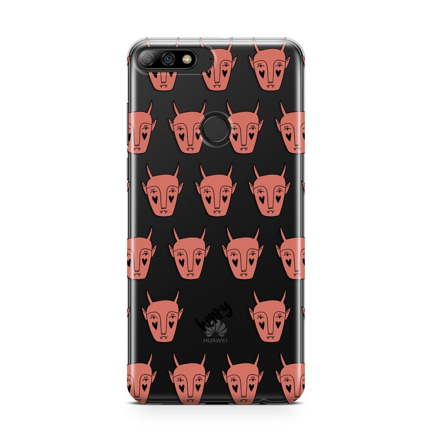 Pink Horned Halloween Personalised Huawei Y7 2018