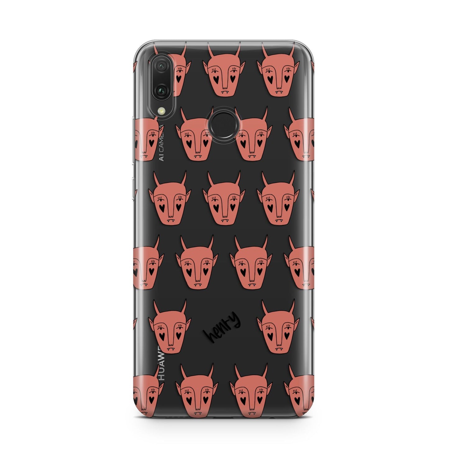 Pink Horned Halloween Personalised Huawei Y9 2019