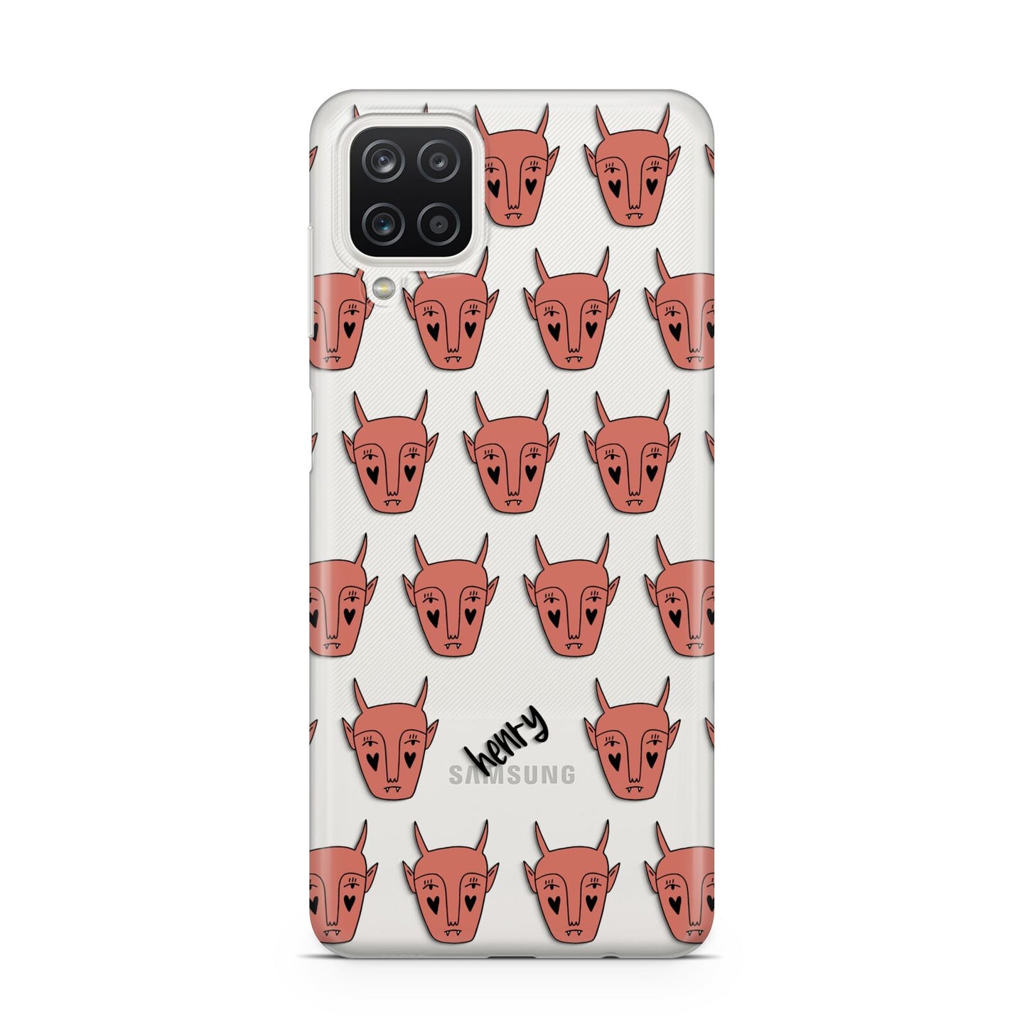 Pink Horned Halloween Personalised Samsung A12 Case