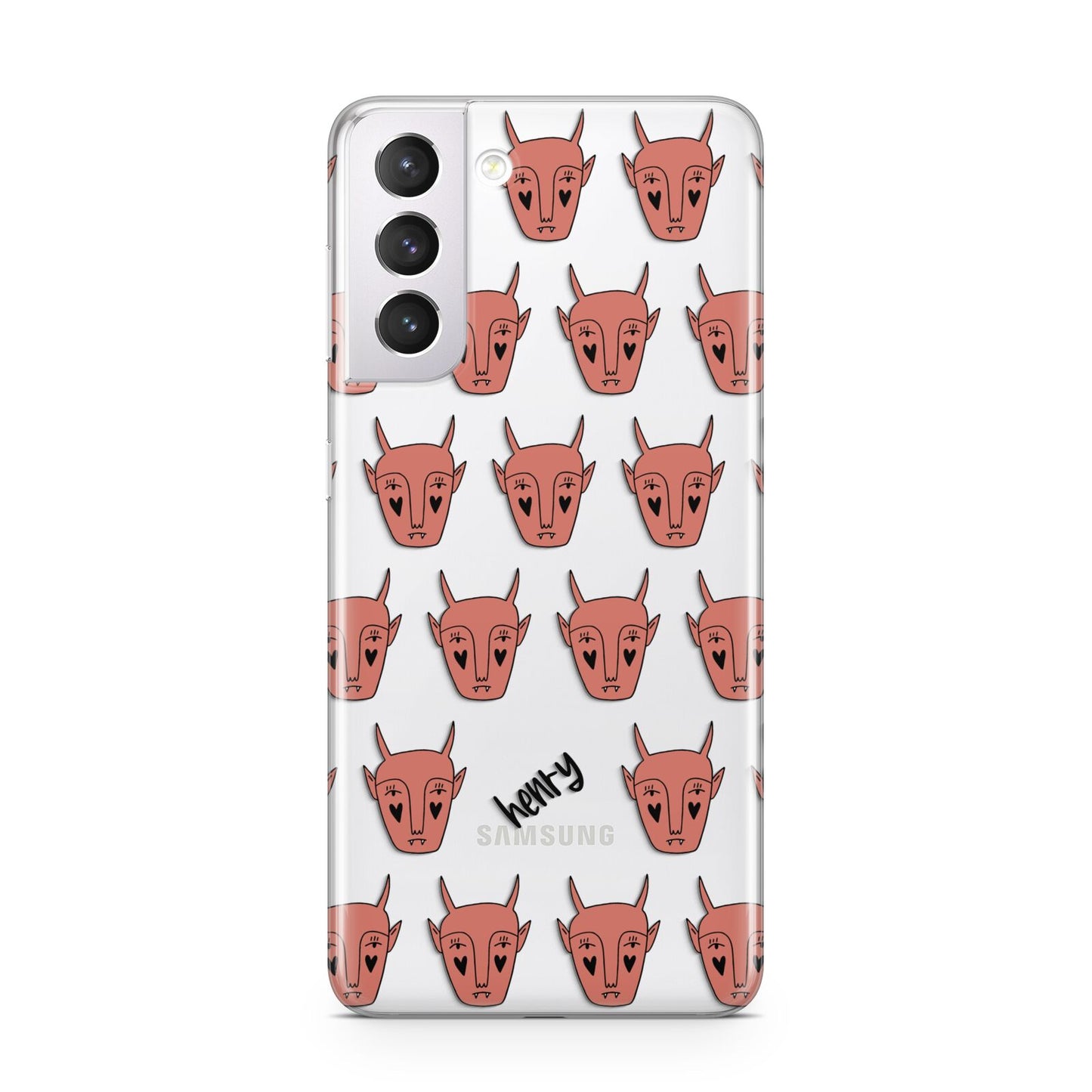 Pink Horned Halloween Personalised Samsung S21 Case