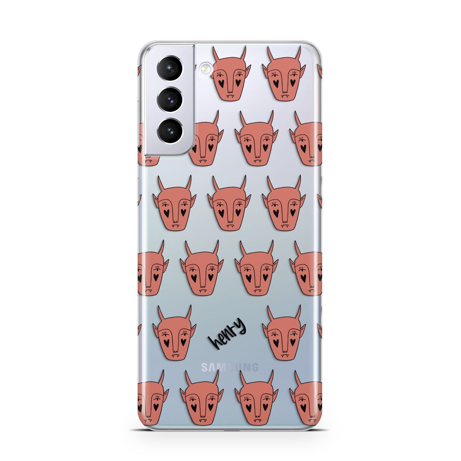 Pink Horned Halloween Personalised Samsung S21 Plus Case