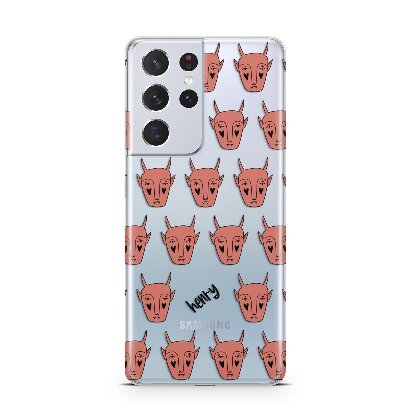 Pink Horned Halloween Personalised Samsung S21 Ultra Case