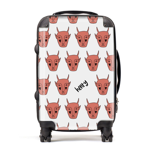 Pink Horned Halloween Personalised Suitcase