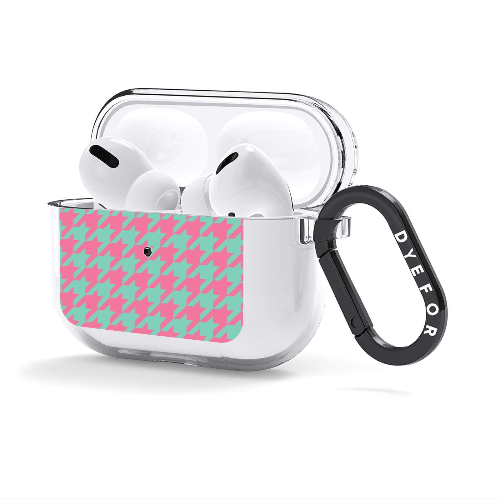 Pink Houndstooth AirPods Clear Case 3rd Gen Side Image