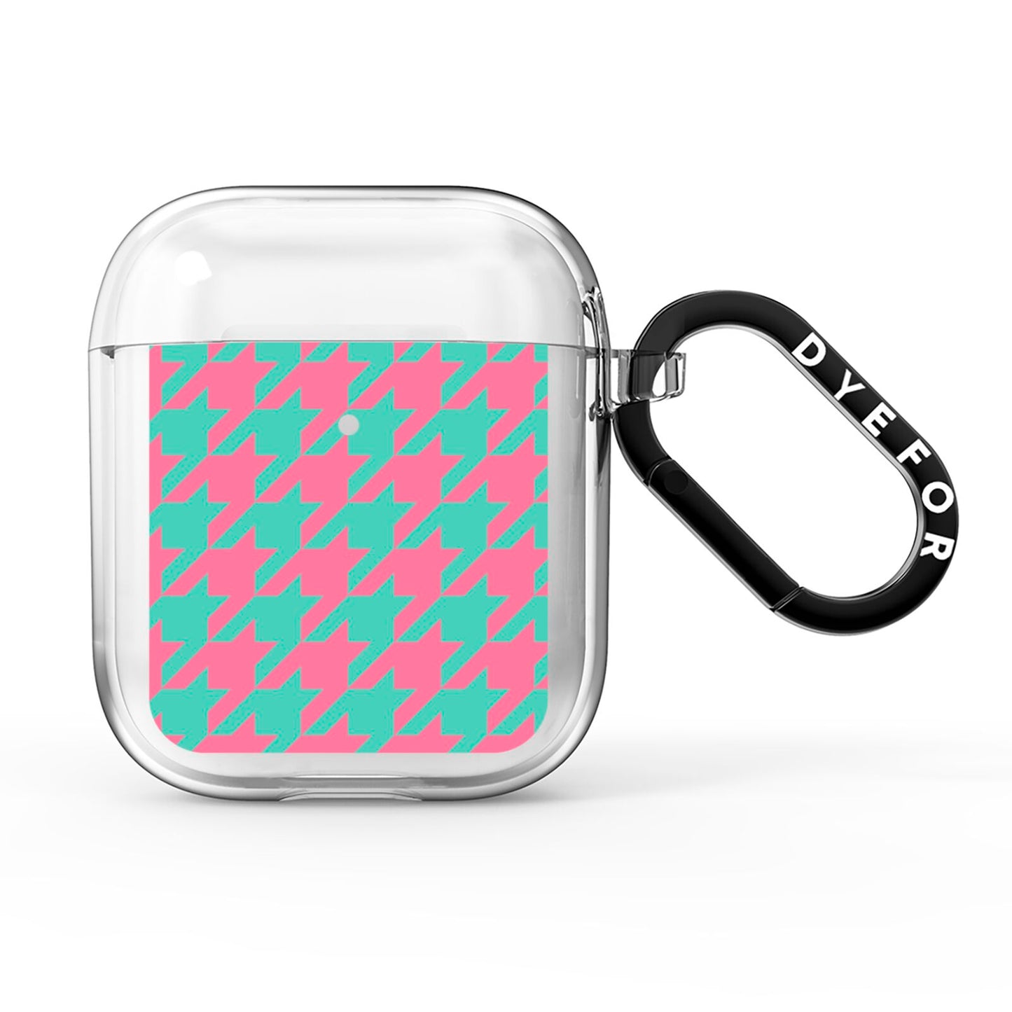 Pink Houndstooth AirPods Clear Case