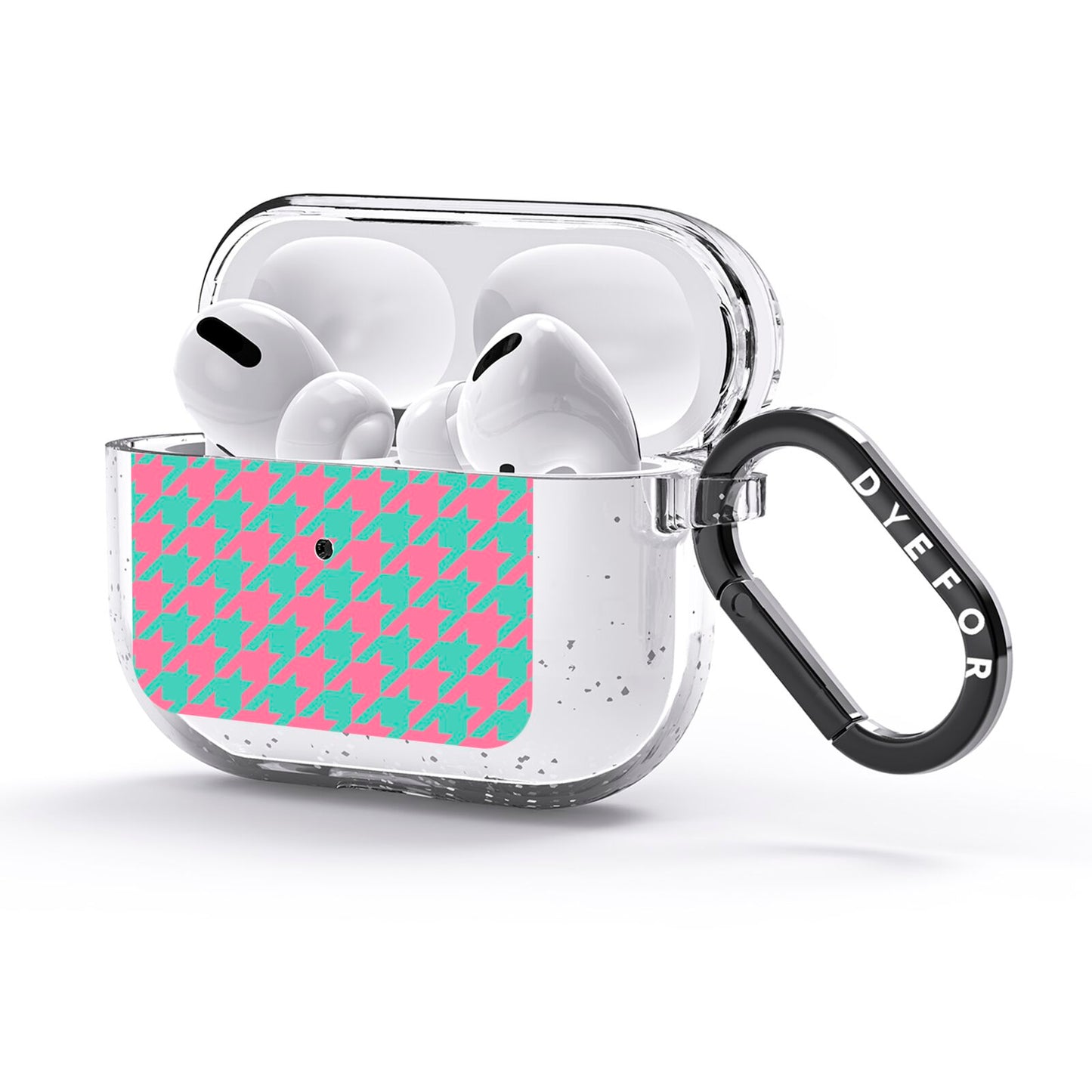 Pink Houndstooth AirPods Glitter Case 3rd Gen Side Image