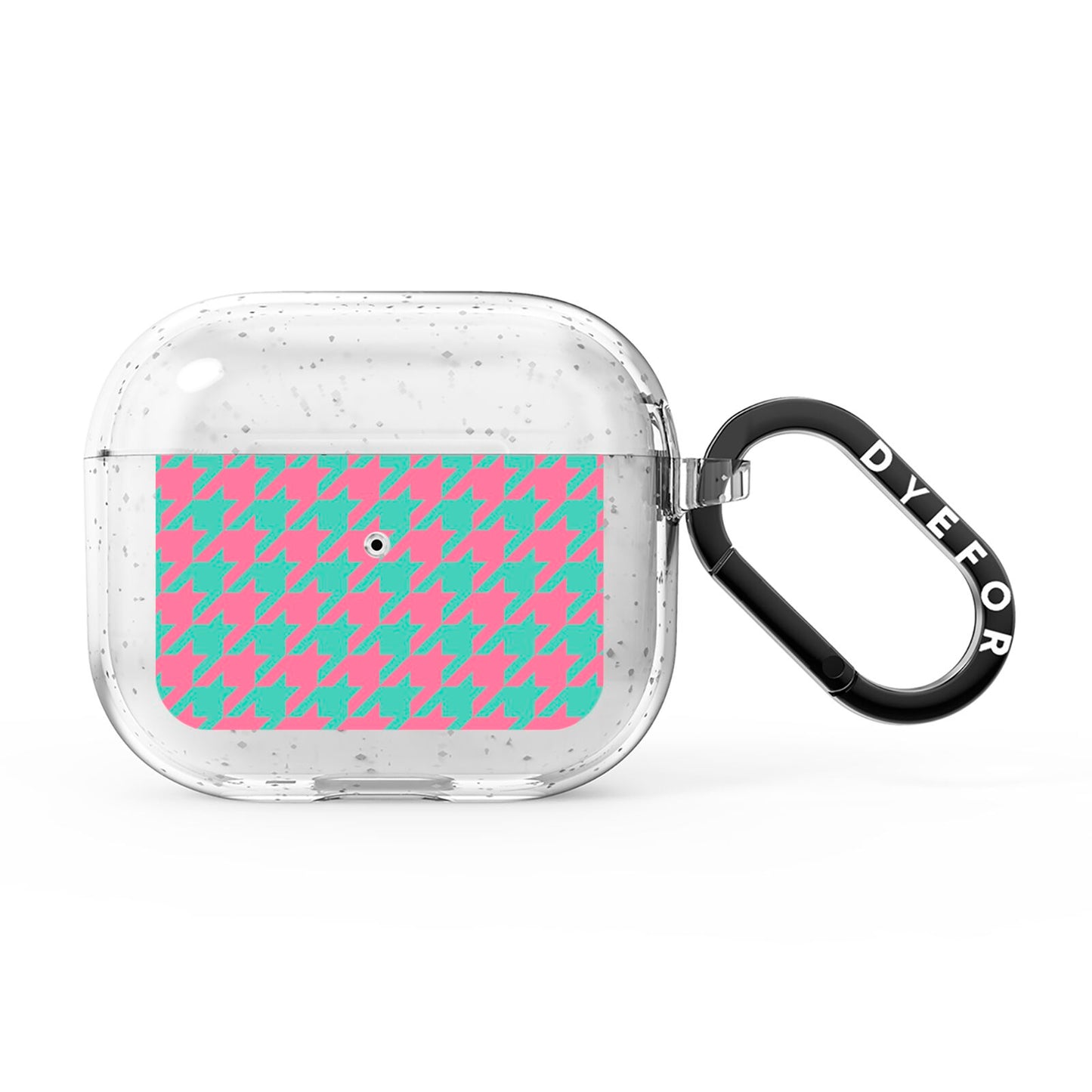 Pink Houndstooth AirPods Glitter Case 3rd Gen