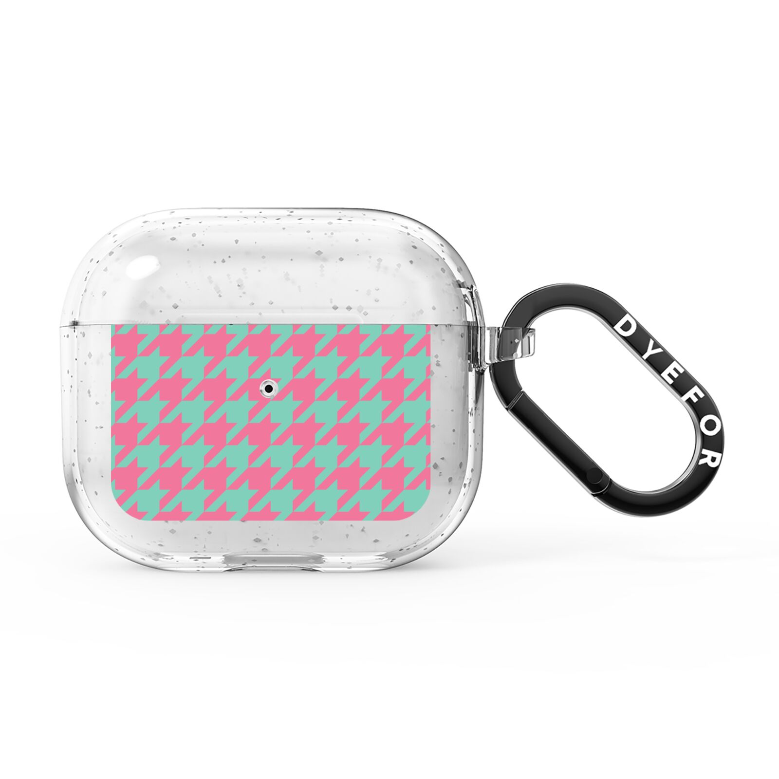 Pink Houndstooth AirPods Glitter Case 3rd Gen