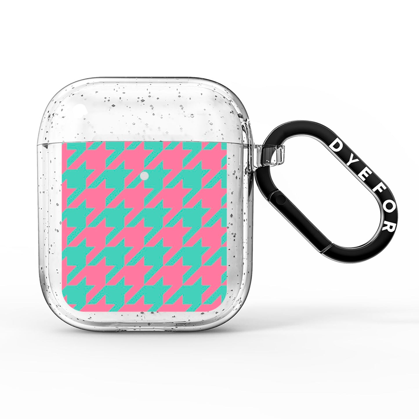 Pink Houndstooth AirPods Glitter Case