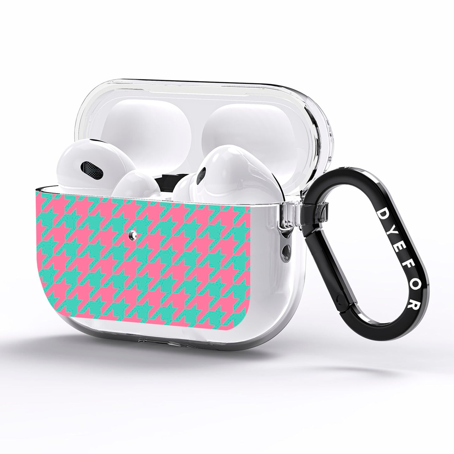 Pink Houndstooth AirPods Pro Clear Case Side Image