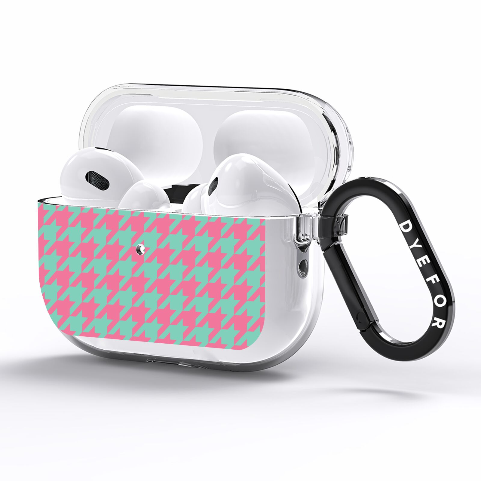 Pink Houndstooth AirPods Pro Clear Case Side Image