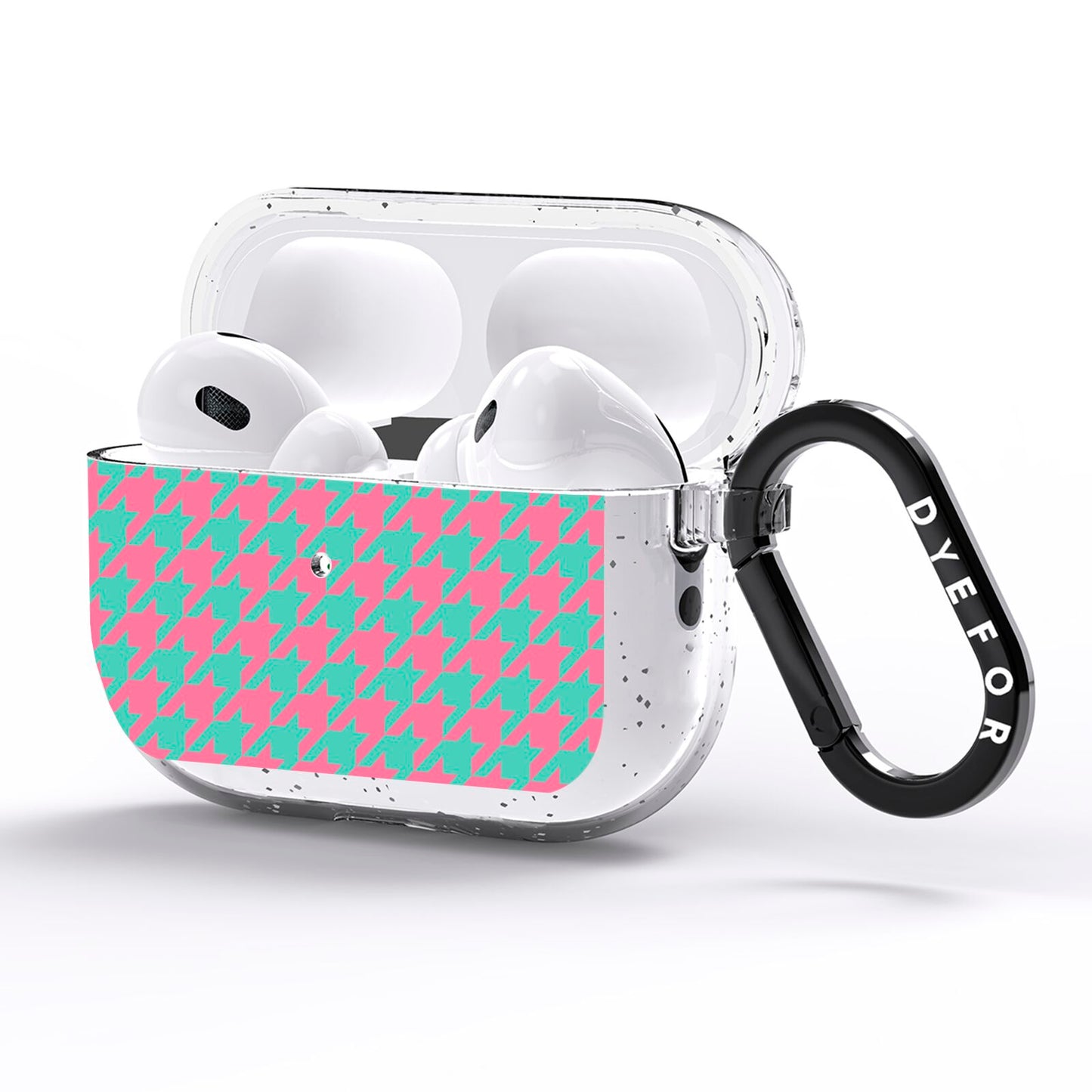 Pink Houndstooth AirPods Pro Glitter Case Side Image