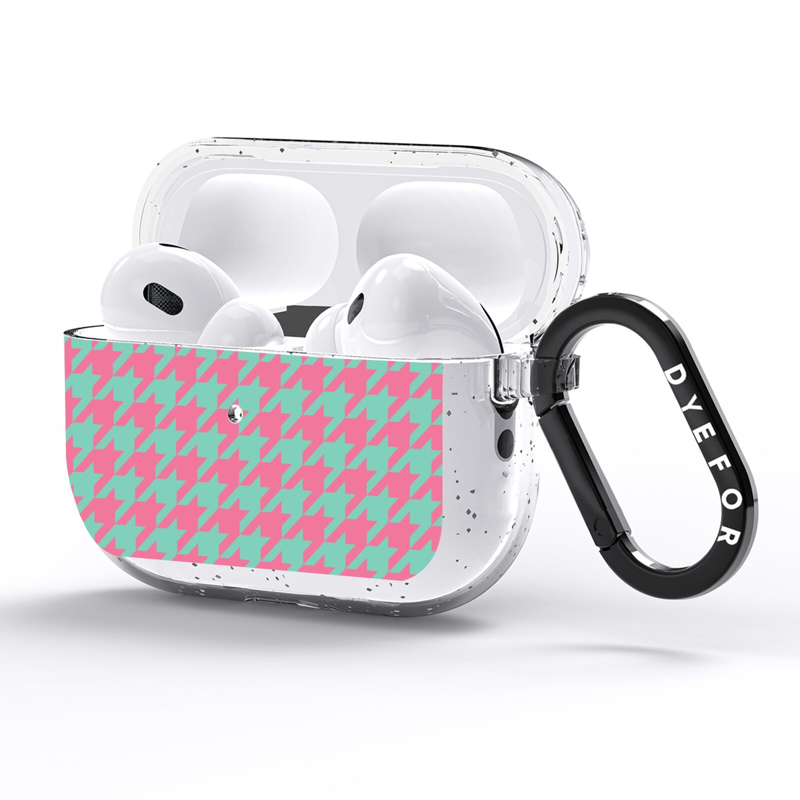 Pink Houndstooth AirPods Pro Glitter Case Side Image