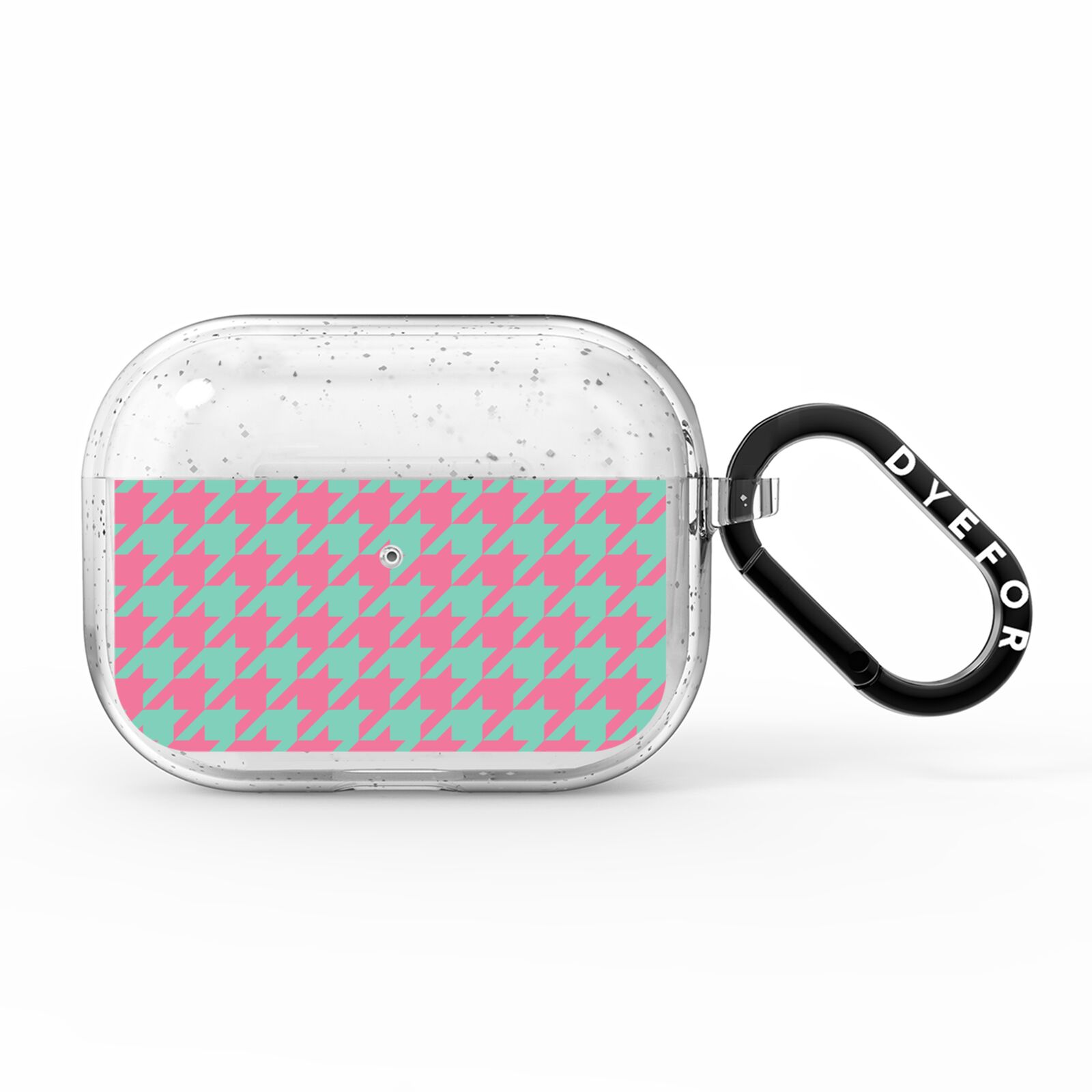 Pink Houndstooth AirPods Pro Glitter Case